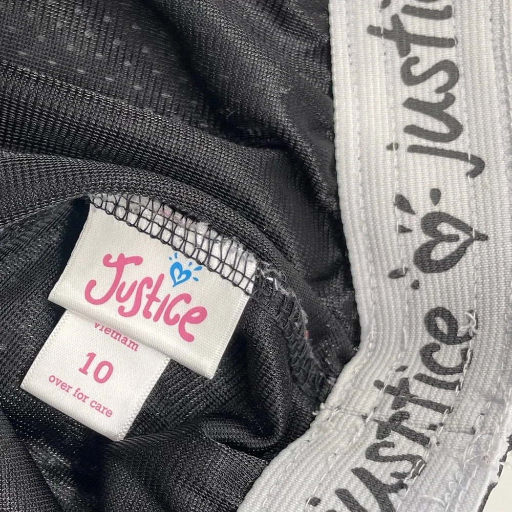 JUSTICE Active Mesh Athletic Shorts Black with White Side Stripes Girls Size 10